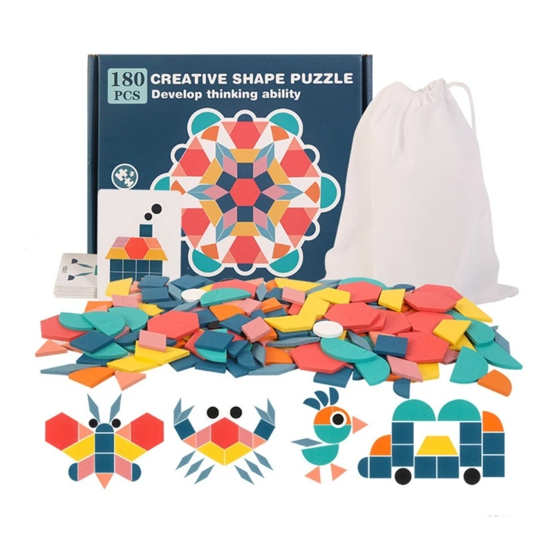 

180Pcs/Set, Трехмерная головоломка, деревянная головоломка, игрушка для детей, радужная головоломка, доска, обучающая игрушка