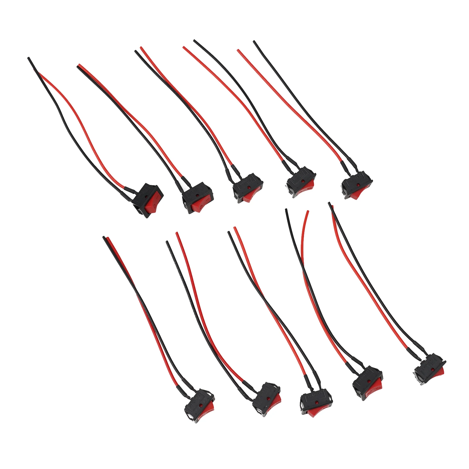 10 шт. мини-клавишный выключатель 2 контакта с кабелем SPST маленькое устройство