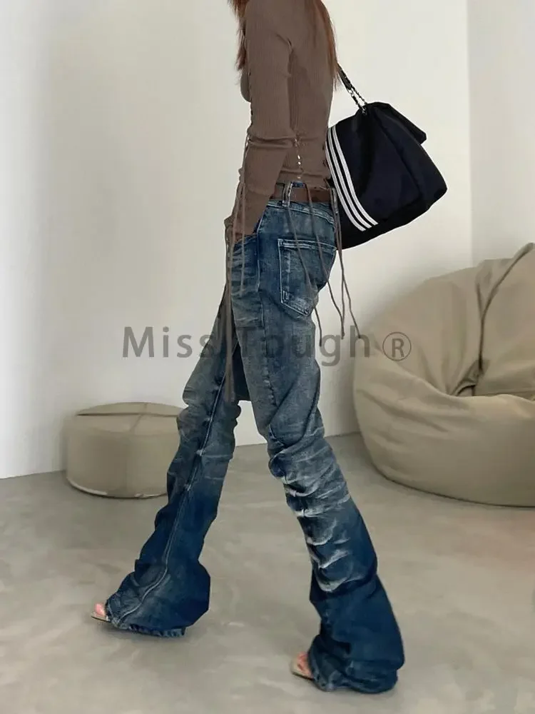 Джинсы в американском стиле ретро с рябью женские джинсы 2000-х годов Y2k новый