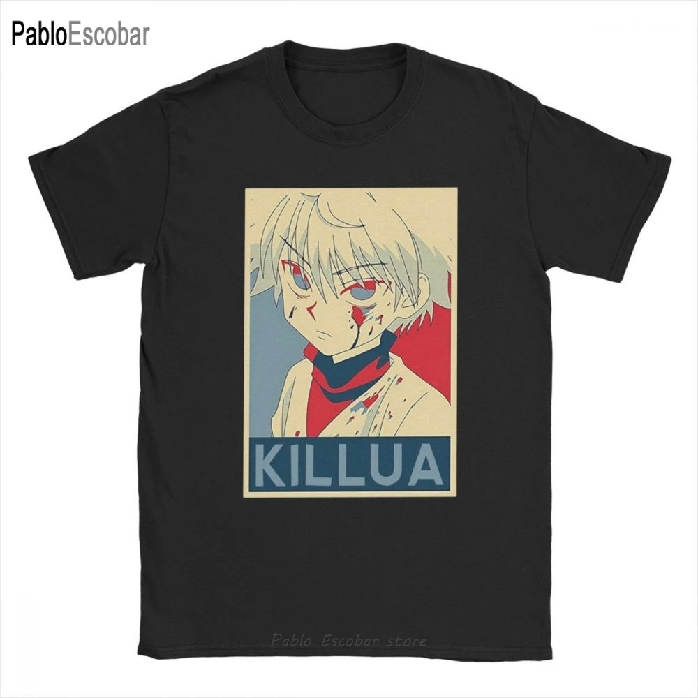 

Men T-Shirts Hunter X Hunter Killua Cotton Tee Shirt Short Sleeve Zoldyck Anime Manga Japan Hunters Hxh T Shirt Round Collar Top