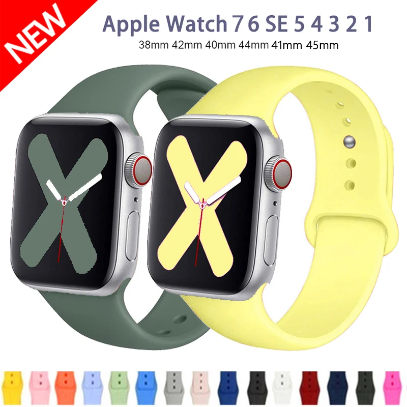 

Ремешок силиконовый для Apple Watch band 44 мм 40 мм 42 мм 38 мм 40 44 мм 3 4 5 6 se, женский браслет, iWatch series 7 41 мм 45 мм