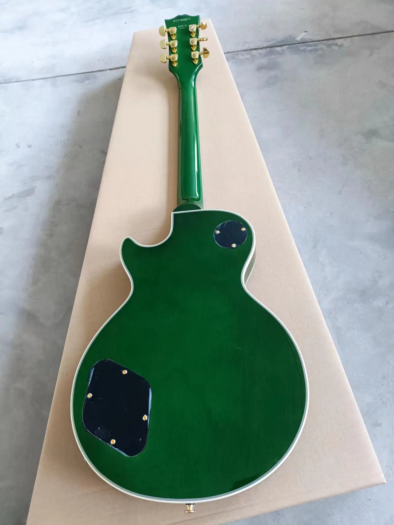 Обновленная пользовательский магазин lp электрическая гитара Green Burst Qulit Maple Top Chrome