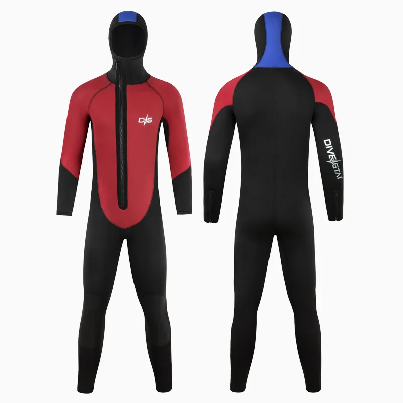 7MM Scuba Keep Warm Full Body UnderWater Hunting Kayaking Swim Diving Suit Hooded Neoprene Front Zipper Snorkeling Drift WetSuit
