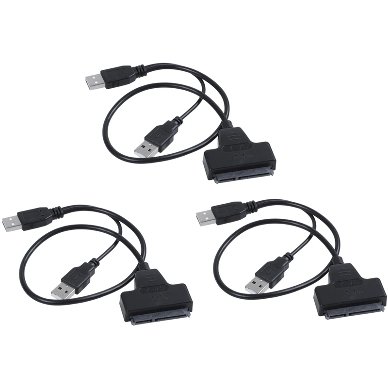 

3X USB2.0 To SATA Adapter Cable 48Cm For 2.5 Inch External SSD HDD