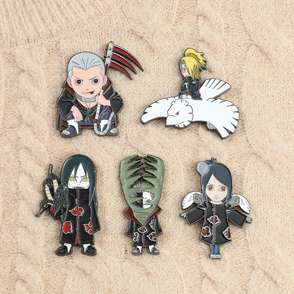 

Anime NARUTO Metal Enamel Brooch Cartoon Pain Zetsu Orochimaru Hoshigaki Kisame Lapel Pin for Fan Collection Toy Gift