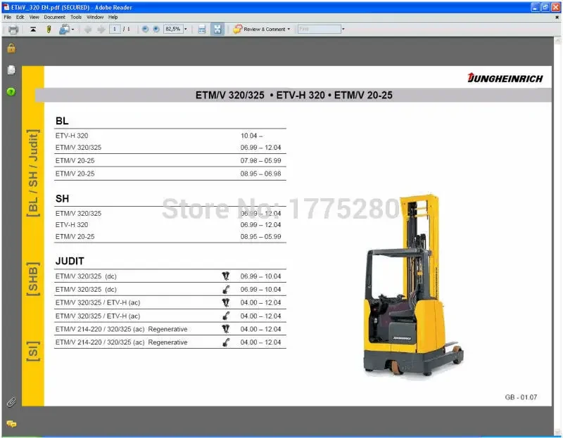 Jungheinrich ForkLifts ET Запчасти + SH Ремонт Джудит 4-диагностический V4.37 Несъемный KEYGEN