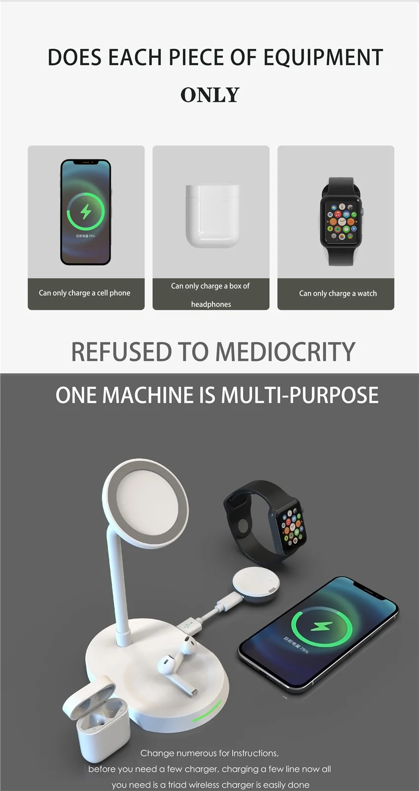 30W Magnetic Wireless Charger For iPhone 12 13 Pro Max Desktop Phone Stand Qi Fast Airpods Xiaomi Samsung |