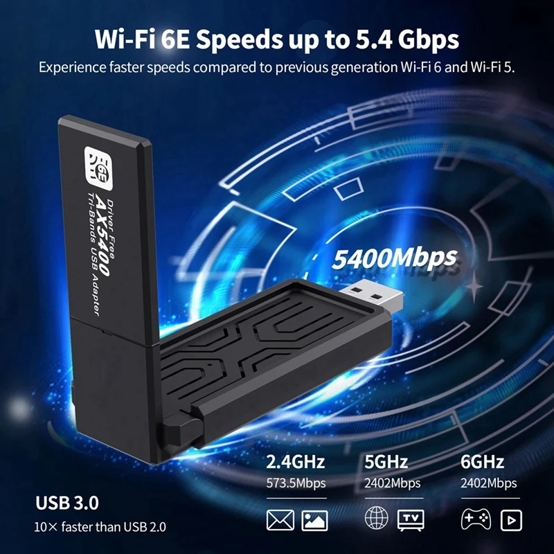 AX5400 Wi-Fi адаптер USB сетевая карта Wifi 6E трехдиапазонный ключ для ПК настольных