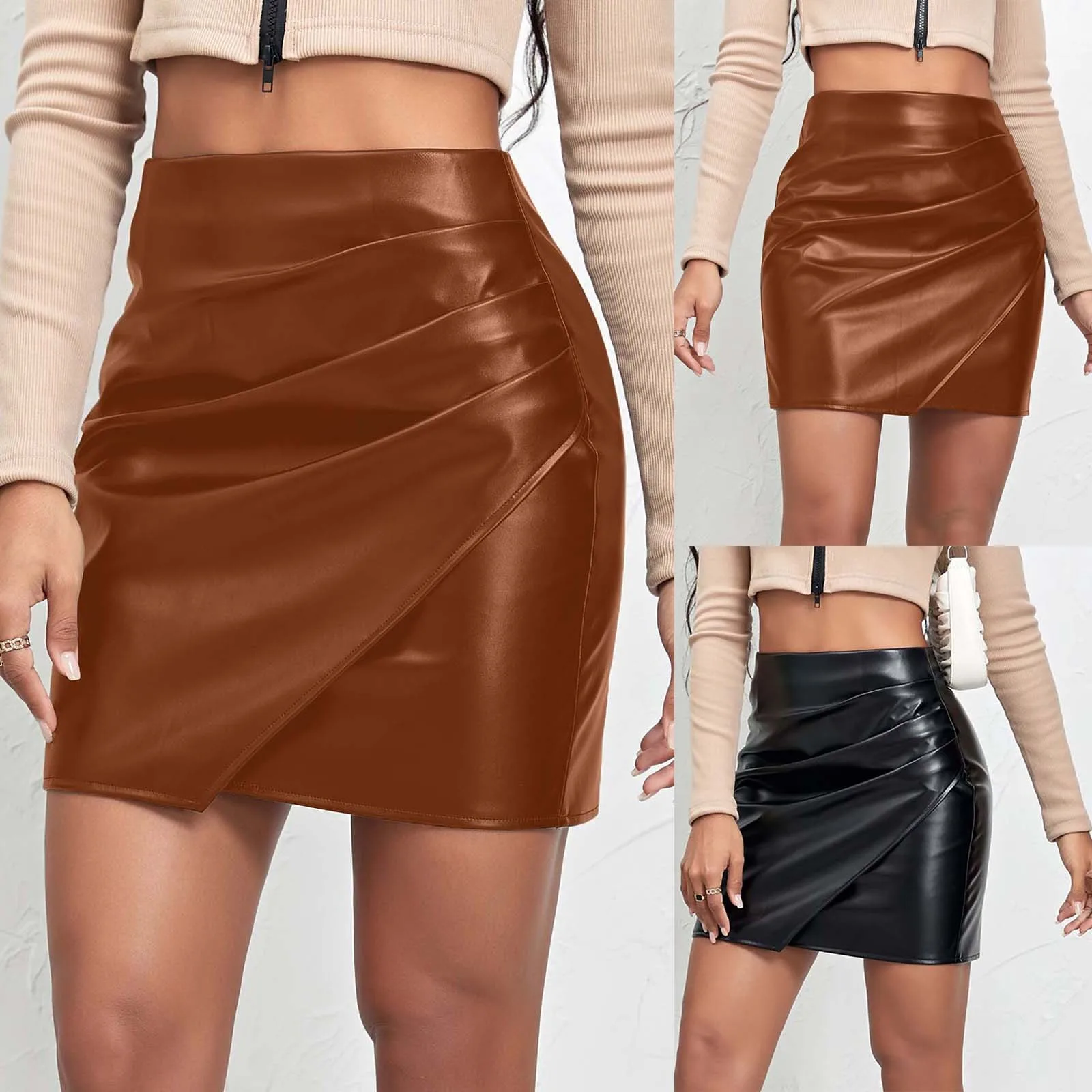 

Women's Half Skirt Printed Short Skirt High Waist Irregular Leather Skirt Slim Slimming Comfortable Women's Summer Skirt