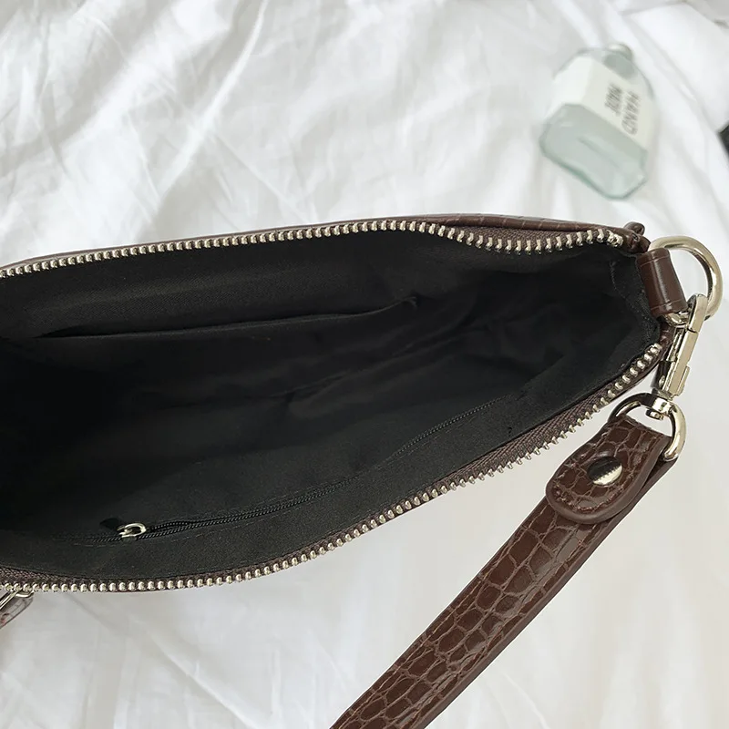 Vintage Crocodile Pattern Women Purse Handbags Fashion Design Ladies Small Shoulder Bag PU Leather Female Underarm Bags