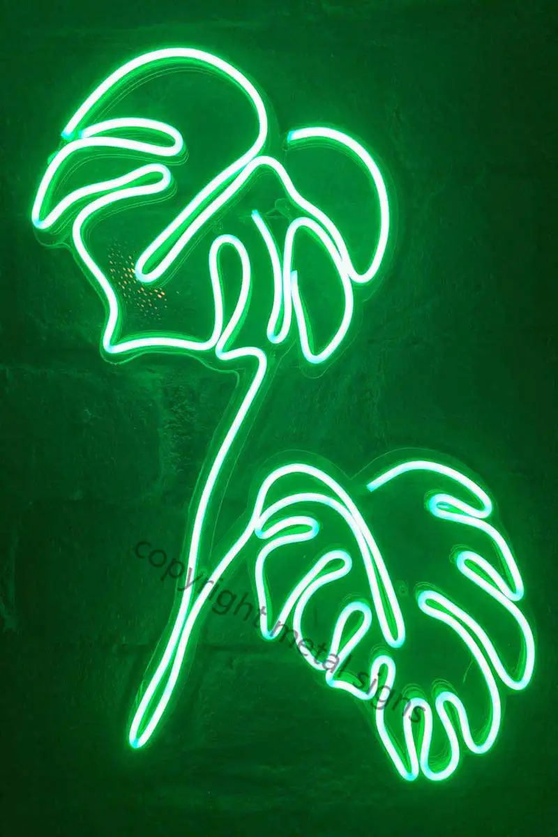 

Неоновые оловянные пластины Monstera, украшение для комнаты, ретро винтажная металлическая вывеска, неоновая вывеска для клуба, мужской пещеры,...