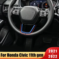 car styling steering wheel panel u type frame decoration cover trim stickers case for honda civic 11th gen 2021 2022 accessaries