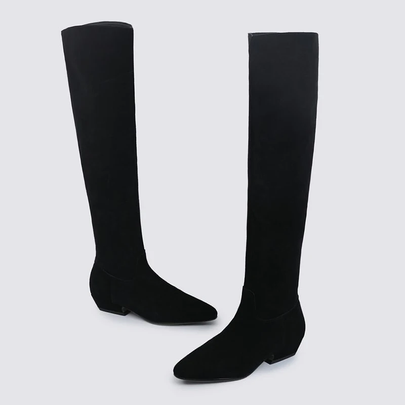 JOZHAMTA размеры 34–39 женские сапоги до колена из натуральной кожи обувь на высоком