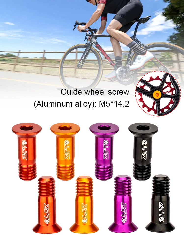 

2pcs Bike M5*14.2mm Aluminum Alloy Guide Wheel Screw Rear Derailleur Jockey Wheel Screws Pulley Guide Wheel Fixed Bolts Parts