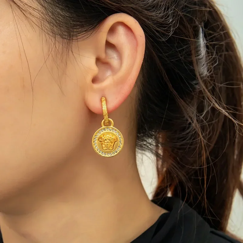 

Vintage Sculpture Earrings Round Earrings Matte Design Jewelry For Women 2023 New Fashion Jewelry Girl Gift