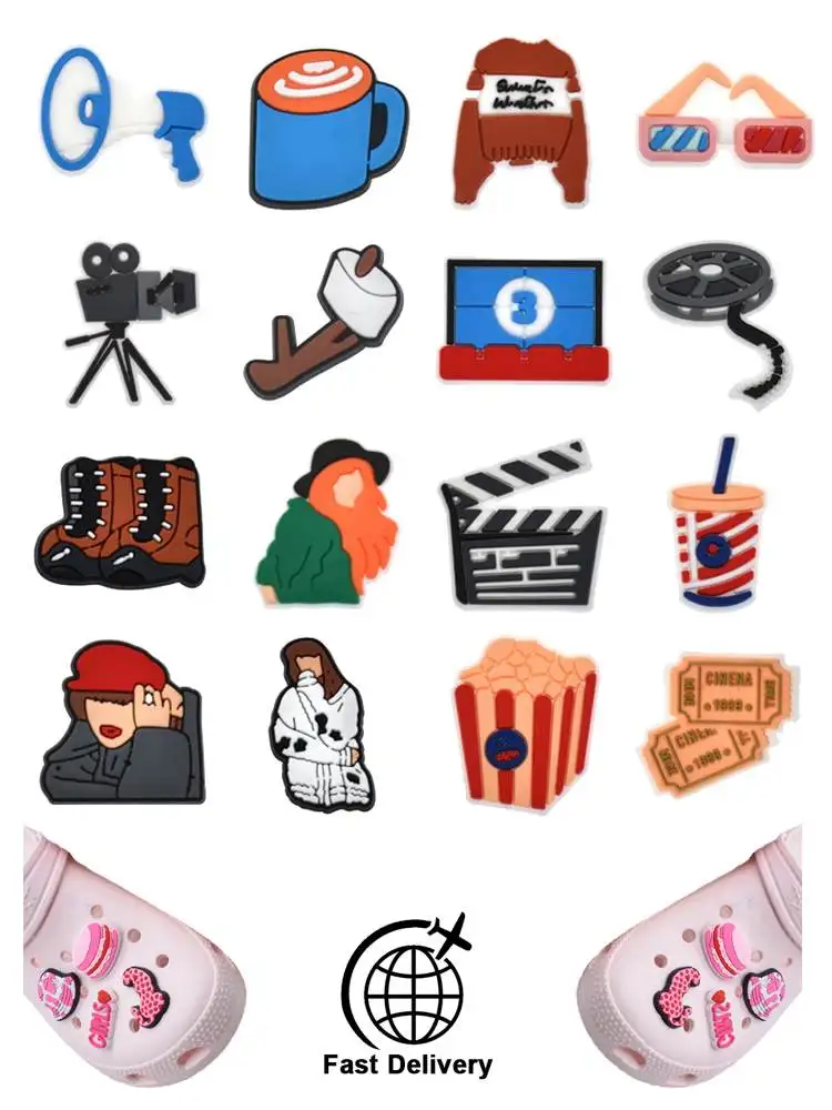 

1Pcs PVC Movie Props for Crocs Charms DIY Badge Women Sandals Buckle Kids Pins Decoration Jeans Shoe Accessories X-mas Gift