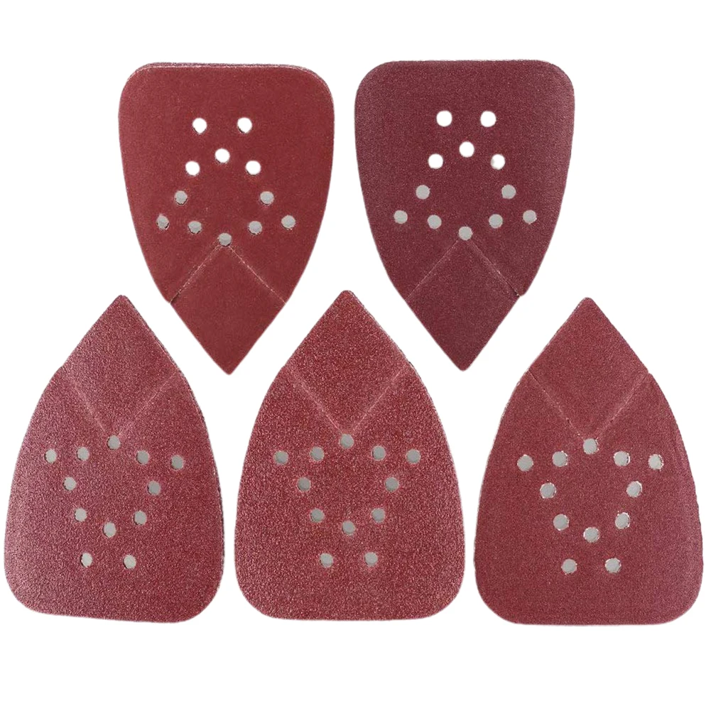 

50pcs Abrasive 60 80 120 150 220 Grit Assortment Aluminum Oxide Sanding Pad Polishing 12 Holes Sandpaper Grinding Triangular