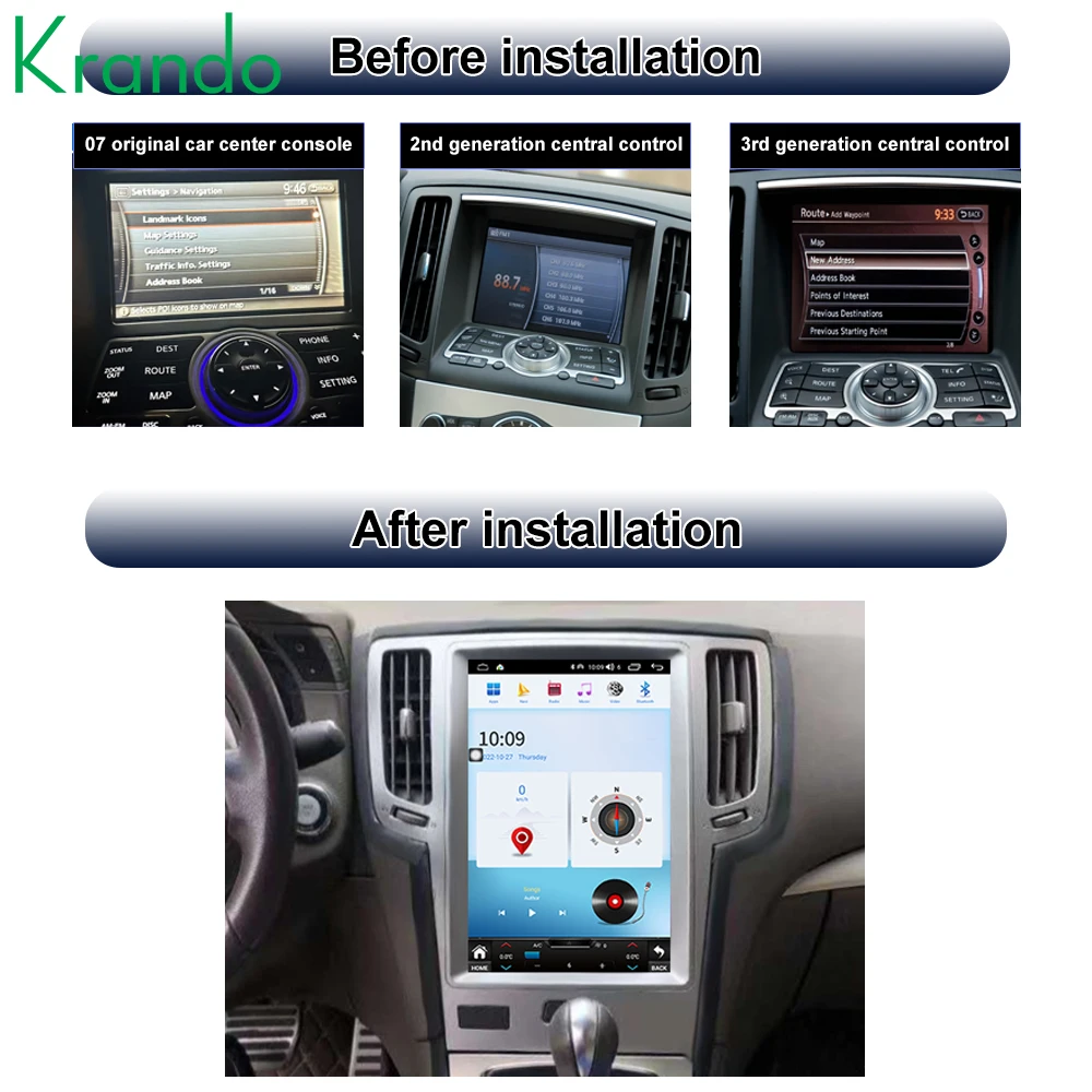 Фото Экран Krando 12,1 дюйма Tesla для Infiniti G4 G25 G35 G37 2006-2013 Android Автомобильный радиоприемник Стерео навигация GPS головное устройство Мультимедиа №2