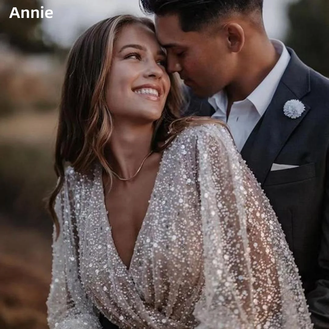 

Annie Sparkling Sequin Off Shoulder Wedding Dress Formal Partyفساتين مناسبة رسمية