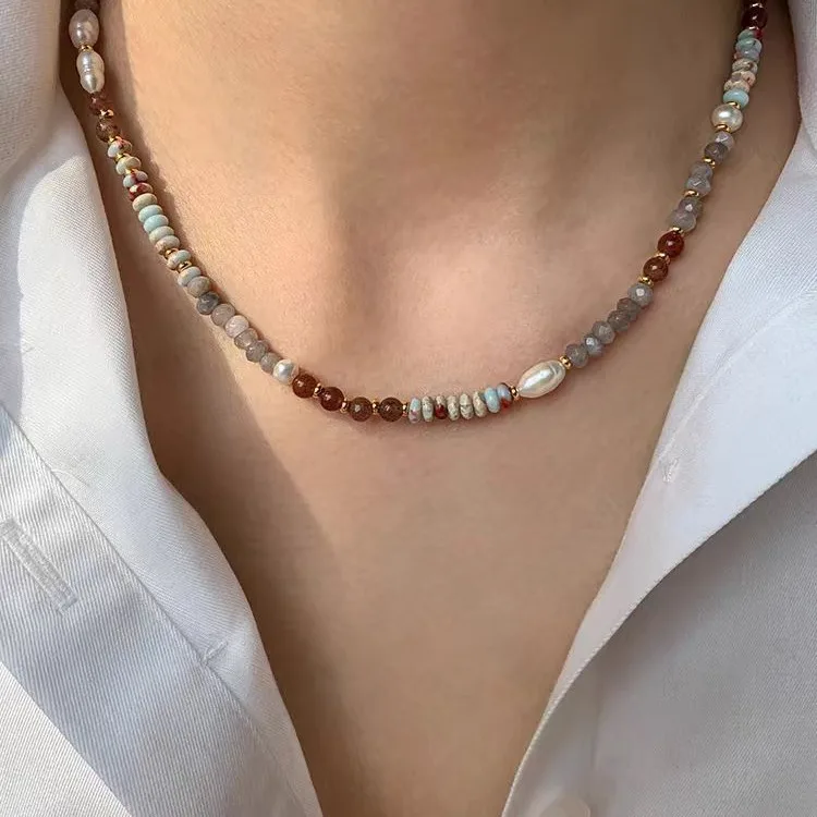 Цепочка с бусинами из натурального камня ручной работы | AliExpress