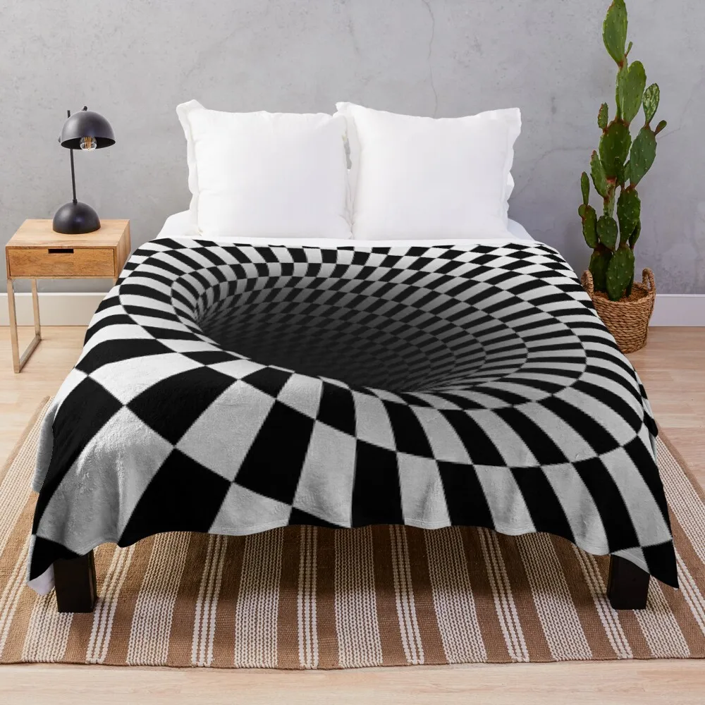

black and white optical illusion Throw Blanket Decorative Throw Blanket