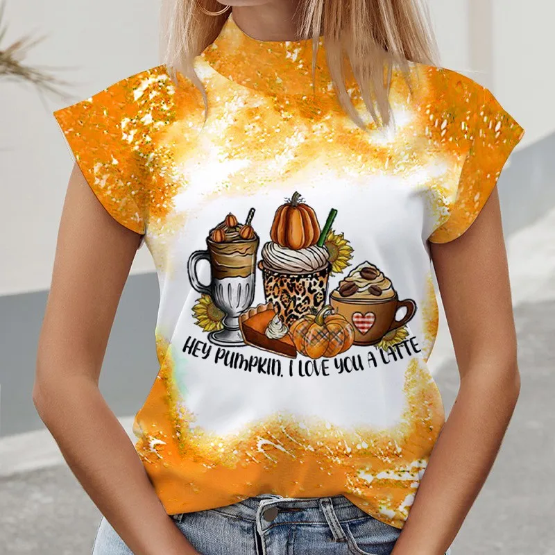 

Женская футболка с коротким рукавом, ложным воротником и 3D-принтом