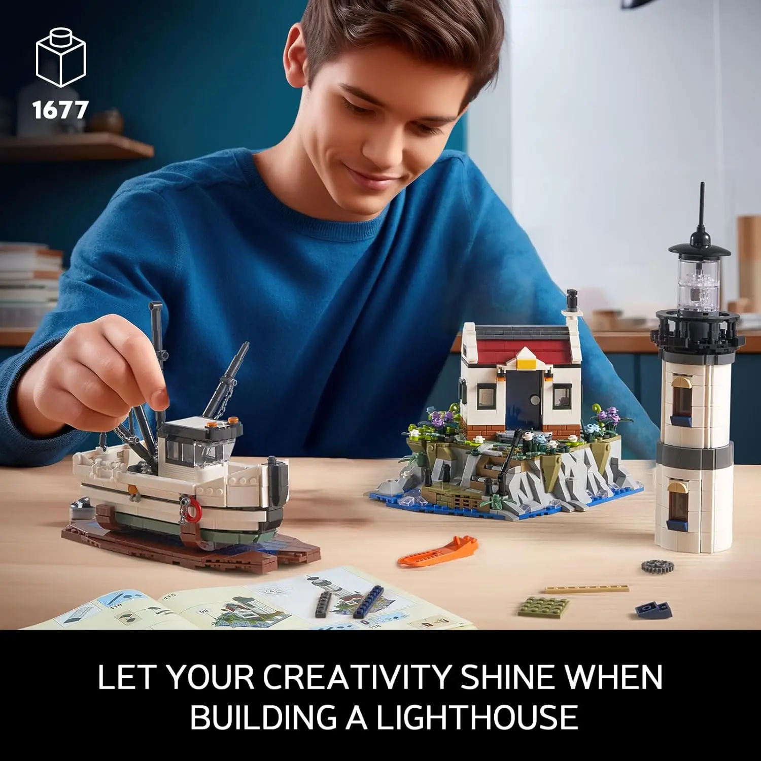 1677 шт. Детский конструктор Электрический Маяк
