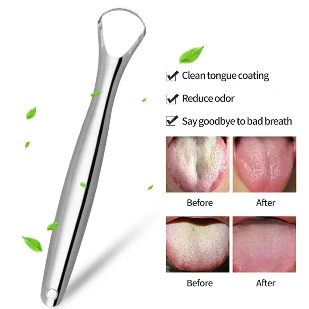 

Tongue Scraper Cleaner for Adults Surgical Grade Eliminate Bad Breath Stainless Steel Metal Tongue Scarper Brush Dental Kit A8T8