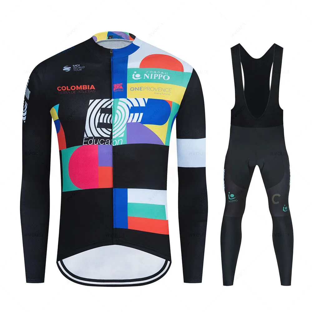 

New Cycling Jersey Set Bib Pants Spring Autumn Men Long Sleeve Ropa Ciclismo Bicycle Clothing MTB Bike Jersey Uniform Maillot