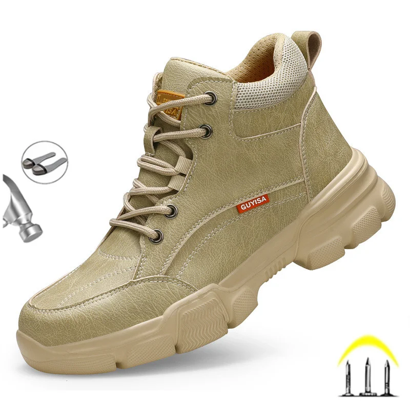 

Korea Waterproof Work Safety Shoes Indestructible Men's Security Boots With Steel Toe Shoes Anti-smash Sneakers Male Footwear