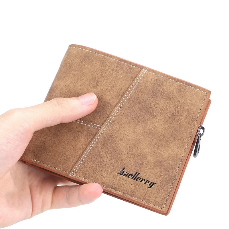 

Men's Wallet Frosted Short Ticket Clip Multi Card Bag Fashion Zipper Vertical Wallet