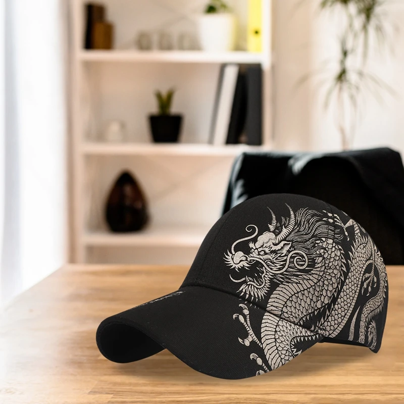 

Бейсбольная Кепка унисекс, Регулируемая Кепка с узором китайского дракона, Повседневная модная шапка от солнца в стиле хип-хоп для бега, езд...