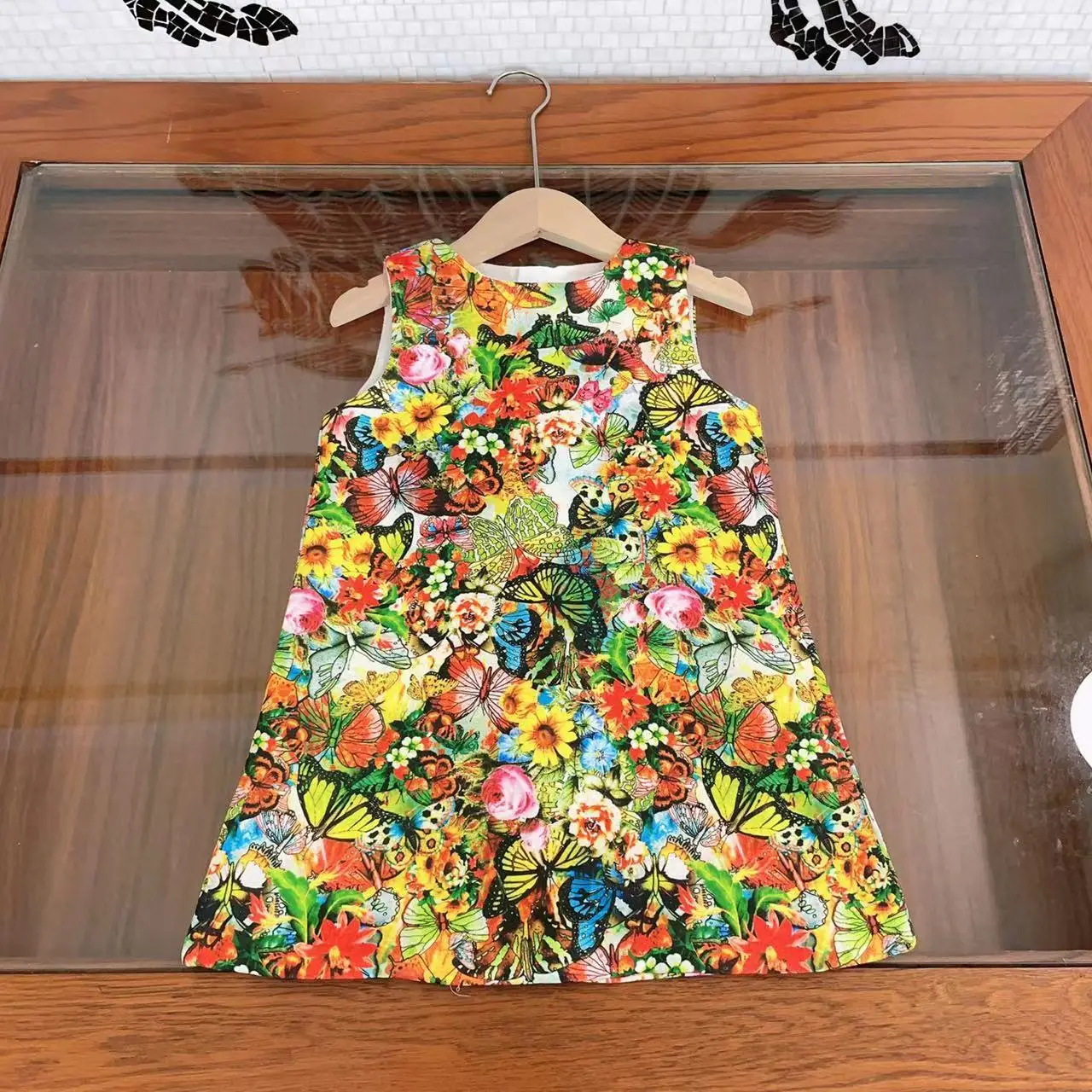 

Children's Clothing Fashion New Style Children's Sleeveless Skirt Summer Girls' Butterfly Print Tank Top Skirt Cotton Sweet Dres
