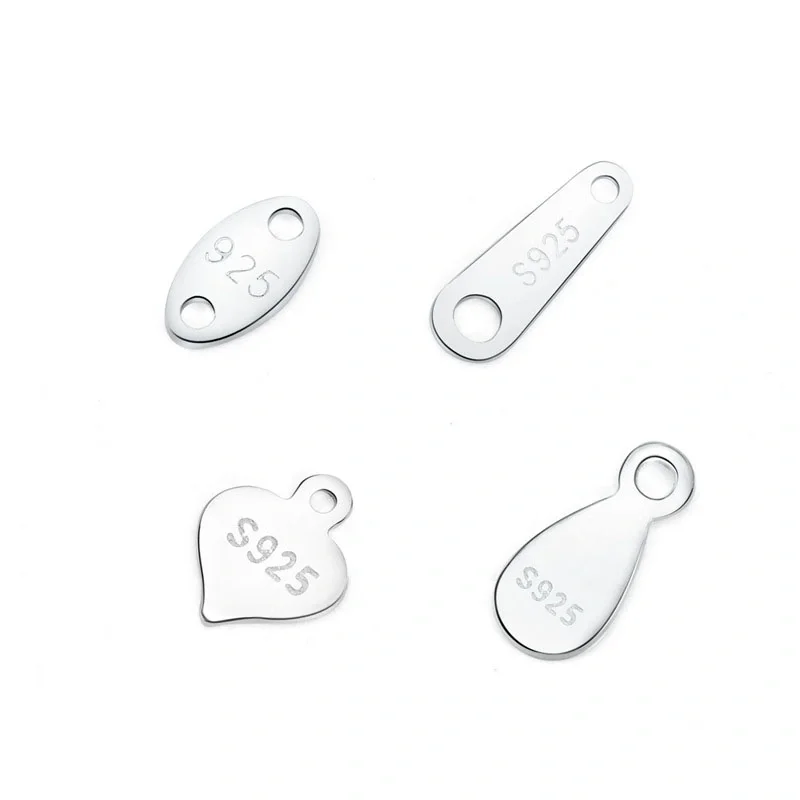 

Simple Oval Heart Waterdrop 925 Sterling Silver DIY Charm