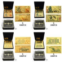 100pcsbox zimbabwe dumillillion gold foil banknotes exquisite wooden box set with uv anti counterfeiting logo collection gift