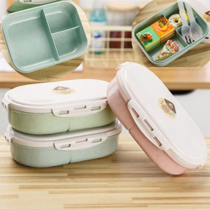 

Bento Lunch Box Picnic Food Fruit Container Storage Box with Fork Spoon for Kids Adult