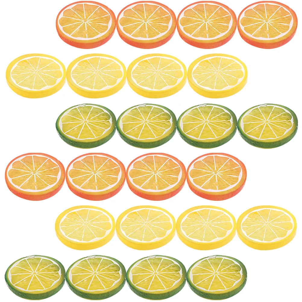 

24 Pcs Imitation Lemon Slice Artificial Model Kitchen Pretend Fake Pvc Photography Fruits Slices Simulation Decors