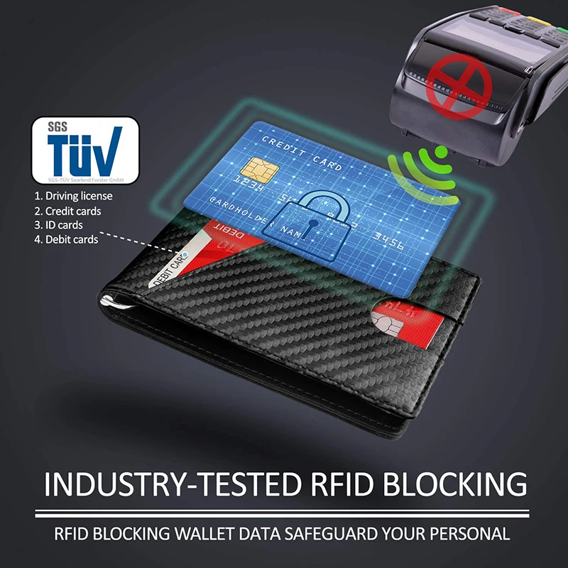 Carbon Fiber Rfid Men Wallets Money Bag Slim Thin Card Man Wallet Luxury Male Small Short Purse Bi-fold Vallet Billfold