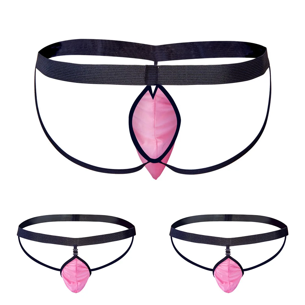 

2022 Jackstrap Men Sexy Breathable Bikini G String Thong Perspective Low-Rise Buttocks Hollow Underwear Briefs Tanga Hombre