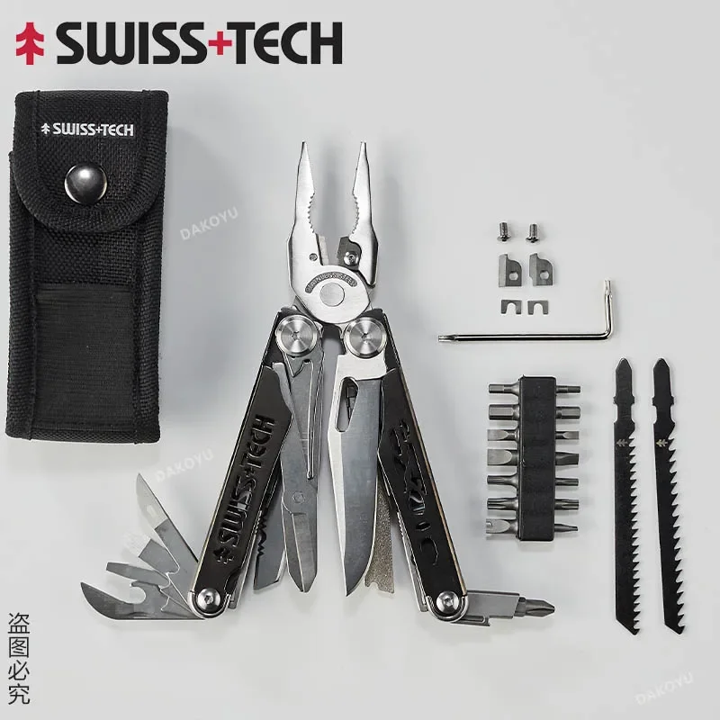 

SwissTech 37 in 1 Multitool Replaceable Parts Manual Diy Multi Tool Folding Scissors Cutter EDC Survival Equipment Manual Pliers