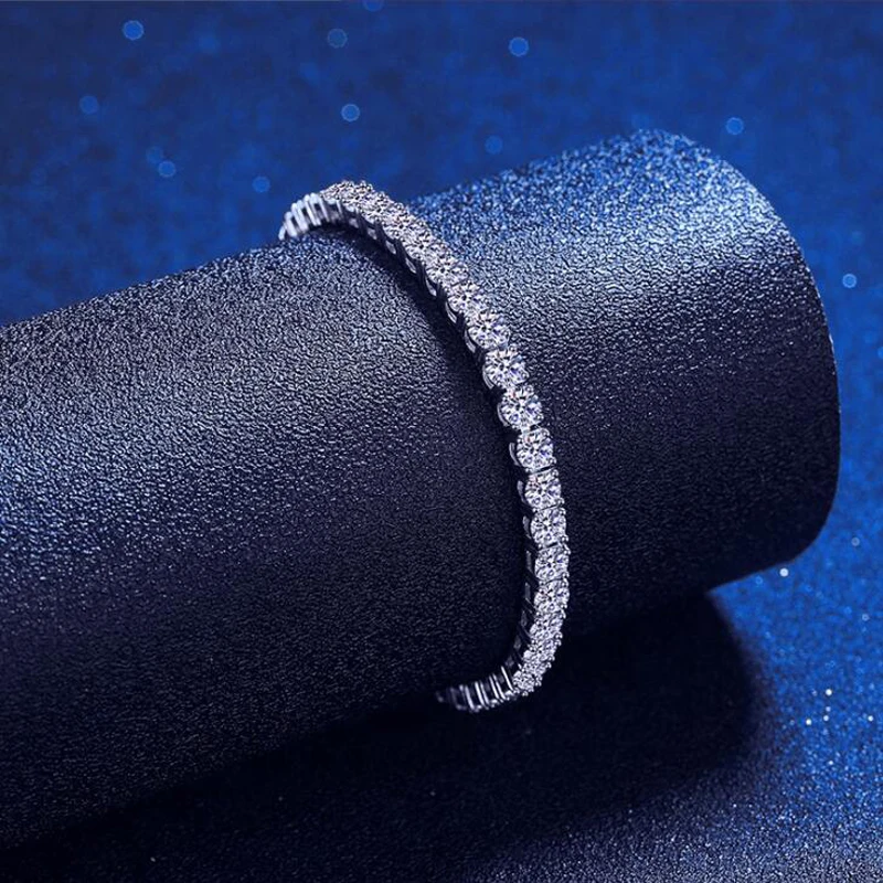 

Real D Color 3mm 4mm 5mm Full Moissanite Tennis Bracelet For Women S925 Sterling Silver Plate Pt950 Fine Jewelry Wholesale
