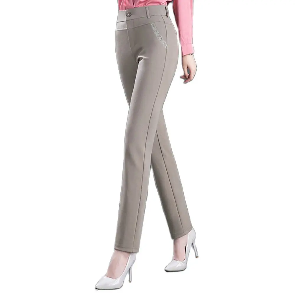 

2022 New Women Elastic Band Waist Straight Leg Pencil Feet Pants Middle-aged Mother Thin Stretch Trousers Big Yards S 3XL 6XL