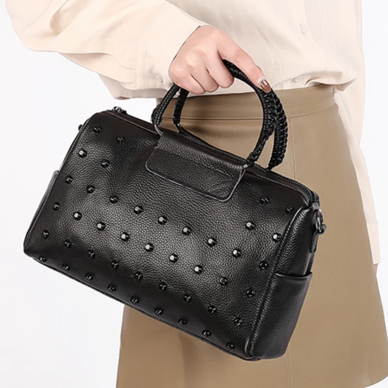 

Luxury Fashion Women Handbags Classic Messenger Bags Vintage Tophandle Handbag Genuine Leather Shoulder Bag Casual Crossbody Bag