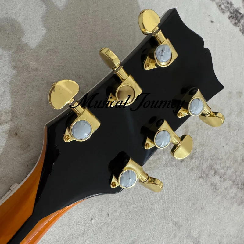 Фото Электрогитара Custom OEM с полым корпусом, желтая, на заказ, с двумя звукоснимателями HH Humbucker, 6 струн №1