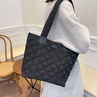 designer lingge shoulder bag casual nylon quilted shopper bags for women brands padded big tote female overlarge handbags clutch