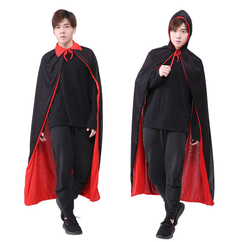 

Halloween Double Sided Black Red Adult Children's Vampire Cloak Cos Death God Witch Robe Party Adult Children Cosplay Costume