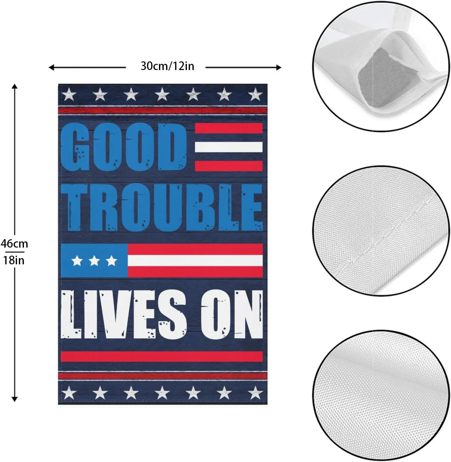 Фото Винтажные баннеры и садовые флаги с надписями для протестов: Good Necessary Trouble Lives On, MME, UUV, HHM, UUX №3
