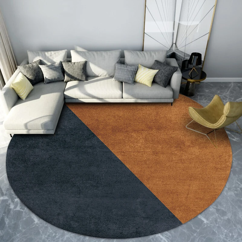 

Modern simple living room carpet ins splicing round carpet Chlorophytum comosum swivel chair floor mat office round floor mat cu