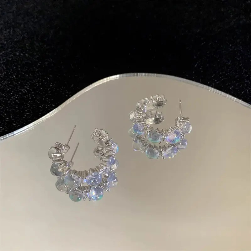 

Серьги с-образным кольцом «кошачий глаз», 2022