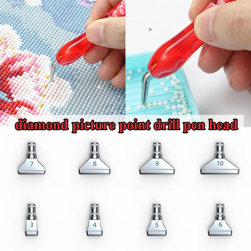 

Solid Resin Diamond Painting Pen Eco-friendly Alloy Replacement Pen Heads Multi Placers Point Drill Pens DIY Nail Art Tool